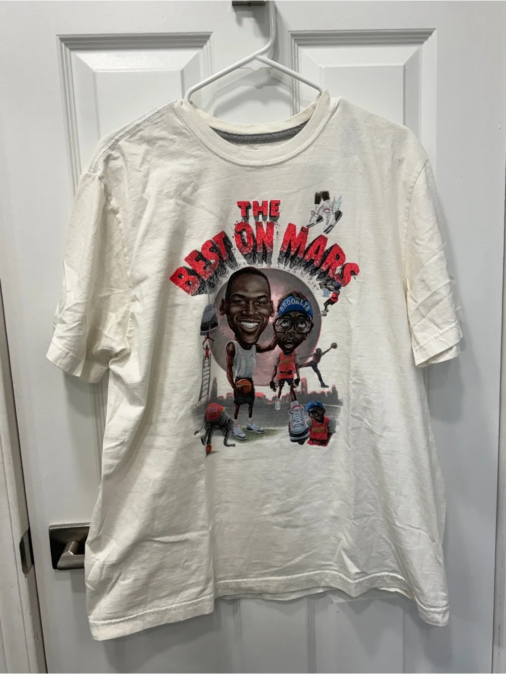Vintage Spike Lee Graphic 'Best On Mars' Short Sleeve Tee with Red Accents